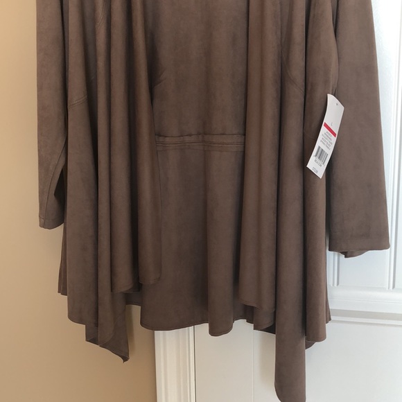 New Directions 3/4 sleeve suede drape front jacket, double stitched seems - Picture 3 of 7